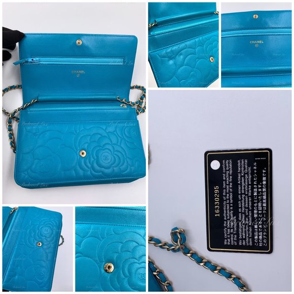 Authentic CHANEL Lambskin Camelia Wallet-on-the-chain WOC Crossbody Flap Bag - Picture 13 of 17